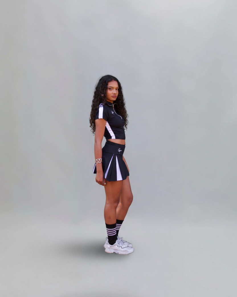 Saia Plissada Preta Agomide - Loja Online Agomide